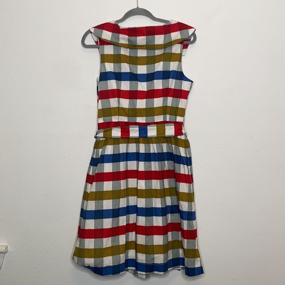 Maeve by Anthropologie Womens Red & Blue Cricket Club Belted Mini Dress size 6 - Picture 10 of 10